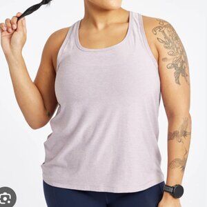 Oiselle Essential Bird Racerback Tank Running in Light Pink Purple Heather - 12